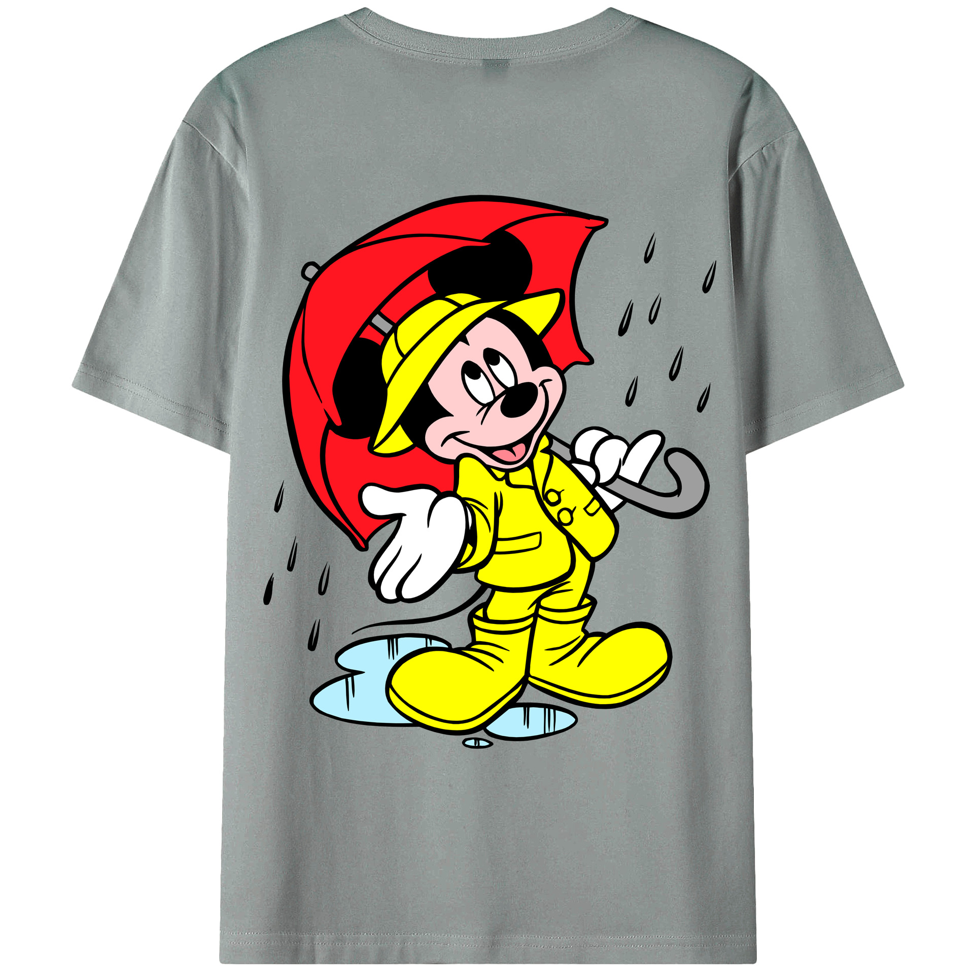 ミッキーマウス Mickey Mouse 綿100％ メンズ半袖Tシャツ（バックプリント） 通気性